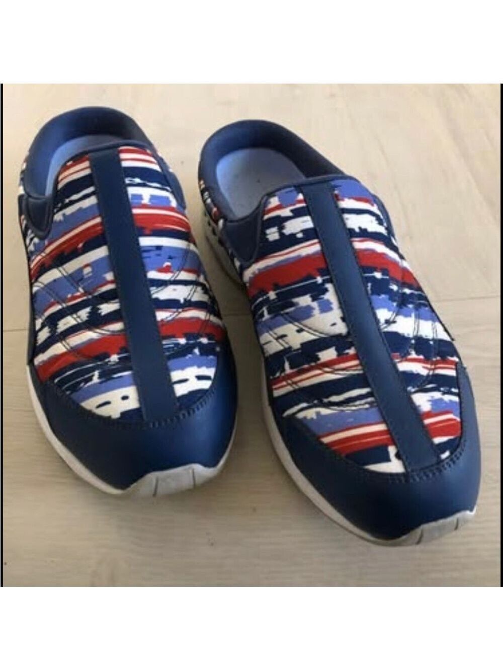 Easy Spirit Patriotic Size 10WW Blue and Red Slip Ons settraveltime 366